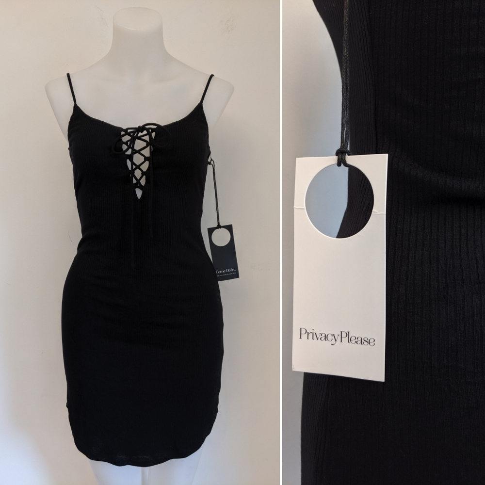 ✨NEW✨PRIVACY PLEASE Terry Mini Dress, Black, XS